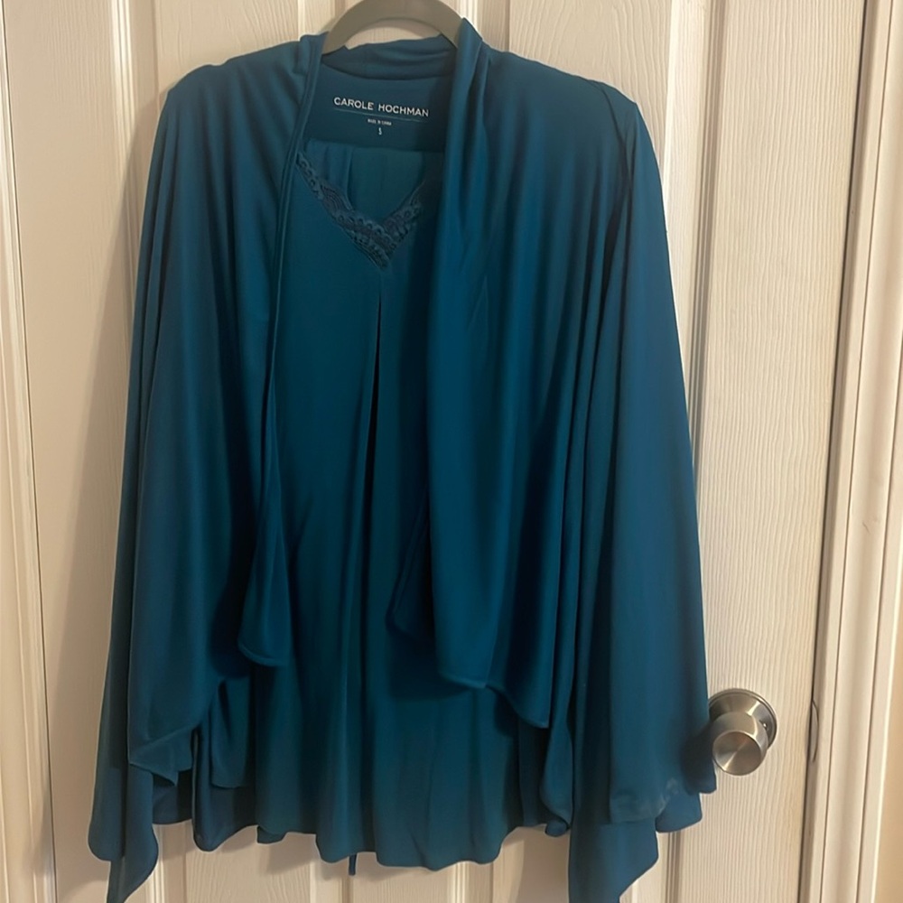 EUC~Woman’s Small 3 Piece Carole Hochman: Bed Jacket/Long Sleeve PJ Top/…
